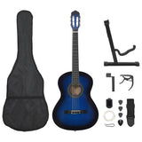 12 Piece Classical Guitar Beginner Set Blue 4/4 39 70109