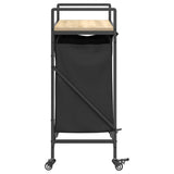 Laundry Basket 2 Compartments with Wheels Sonoma Oak 859096