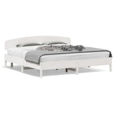 Bed Frame without Mattress White 200x200 cm Solid Wood Pine 3207194