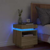 Bedside Cabinet with LED Lights Sonoma Oak 40x39x48.5 cm 836788
