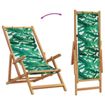 Folding Beach Chairs 2 pcs Leaf Pattern Fabric and Solid Wood 3214489