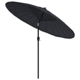 Garden Parasol Black Polyester, Aluminium Medium Retractable 47310