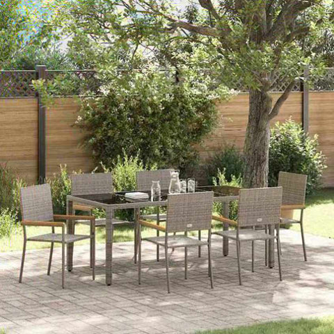 Garden Dining Set 7 pcs Grey Poly Rattan 3365397