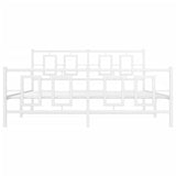 Metal Bed Frame without Mattress with Footboard White 150x200cm 374310