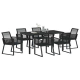 Garden Dining Set 7 pcs Black Powder-Coated Steel 3379314