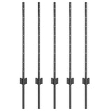 Embedded Fence Post 5 pcs Grey 120 cm Powder-Coated Steel 42006278
