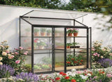 Polycarbonate Greenhouse with 3 Hinged Doors, Top Vent, Lean-to Green House, Walk-in Greenhouse, 6 x T3398P549954