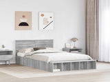Bed Frame with Shelf Grey Sonoma 120 x 190 cm Engineered Wood 3408387
