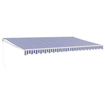 Retractable Awning Blue and White 5x3 m Fabric and Aluminium 3154425