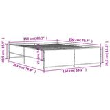 Bed Frame without Mattress Grey Sonoma 150x200 cm King Size 3279885