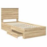 Bed Frame with Drawer Sonoma Oak 100 x 200 cm Engineered Wood 3409687
