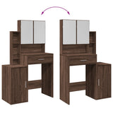 Dressing Table with Cabinet Brown Oak 80x35x132 cm 848240