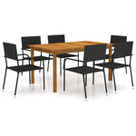 ZNTS 7 Piece Garden Dining Set Black 3067830