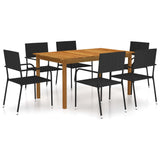 ZNTS 7 Piece Garden Dining Set Black 3067830