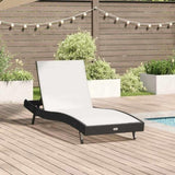 Sun Lounger Black and White 197 x 70 x 82 cm Poly Rattan 42009978