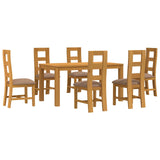 Dining Set 7 pcs Grey Solid Oak Wood 3430377