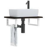 Basin Shelf Wall Mounted Steel and Solid Wood Oak 3302580