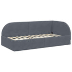 Corner Bed Frame with Headboard Dark grey 90 x 200 cm Velvet 42016647