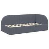Corner Bed Frame with Headboard Dark grey 90 x 200 cm Velvet 42016647