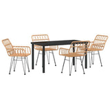 Garden Dining Set 5 pcs Brown Powder-Coated Steel 3379179