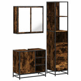3 Piece Bathroom Furniture Set Smoked Oak Engineered Wood 3301147