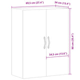 Wall Mounted Cabinet Old Wood 69.5x34x90 cm Engineered Wood 857462