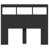 Headboard Cabinet with LED Black 120x17x102 cm 839190