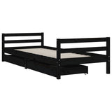 Kids Bed Frame with Drawers Black 80x200 cm Solid Wood Pine 834437