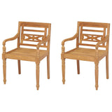 Garden Chair Set of 2 Brown Teak wood Standard Durable 43051