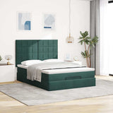 Ottoman Bed with Mattresses Dark Green 140x190cm Velvet 3313472