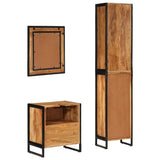 3 Piece Bathroom Furniture Set Iron and Solid Wood Acacia 3217120