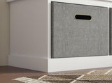 Three-Drawer Shoe Storage Bench, with Padded Top Seat - White T3398P328295