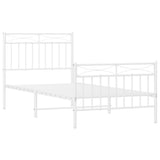 Metal Bed Frame without Mattress with Footboard White 90x190cm 373750