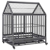 Dog Cage with Wheels and Roof Steel 92x62x106 cm 171493
