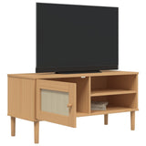 TV Cabinet SENJA Rattan Look Brown 106x40x49cm Solid Wood Pine 358040