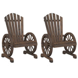 Garden Adirondack Chair Set of 2 Burnt wood Solid Fir Wood Medium 365092