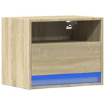 ZNTS Wall-mounted Bedside Cabinet with LED Lights Sonoma Oak 852065