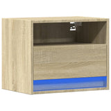 ZNTS Wall-mounted Bedside Cabinet with LED Lights Sonoma Oak 852065