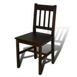 Dining Set 5 Pieces Pine Wood Brown 241221