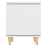 Bed Cabinets with Solid Wood Legs 2 pcs White 40x30x50 cm 805816