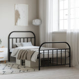 Metal Bed Frame without Mattress with Footboard Black 107x203cm 353649