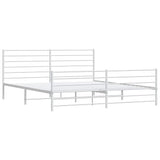 Metal Bed Frame without Mattress with Footboard White 180x200cm 352390