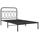 Metal Bed Frame without Mattress with Headboard Black 107x203cm 377113