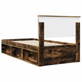 Bed Frame with Headboard Smoked Oak 90 x 190 cm Solid Pine Wood 3410658