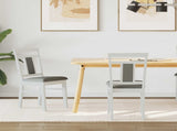 Dining Chair 2 pcs White and Grey Solid Rubber Wood 42020505