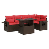 6 Piece Garden Sofa Set with Cushions Brown Poly Rattan Acacia 3326485