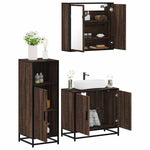 ZNTS 3 Piece Bathroom Furniture Set Brown Oak Engineered Wood 3300949