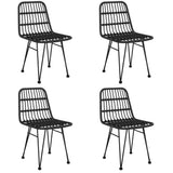 5 Piece Garden Dining Set Black Poly Rattan 3157882