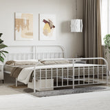 Bed Frame White Powder-Coated Steel Double Storage Bed Frame 353709
