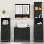 ZNTS 4 Piece Bathroom Furniture Set Black Engineered Wood 3301285